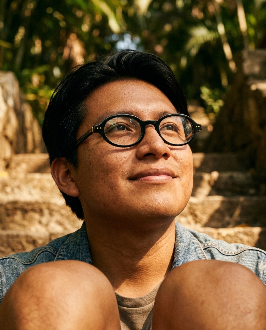 Persona con dolor de cabeza frente al computador por necesitar lentes nuevos